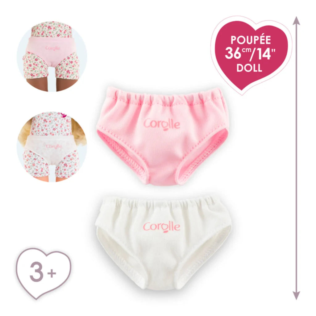 Pink and white Corolle Ma Corolle briefs two-pack for 36cm dolls