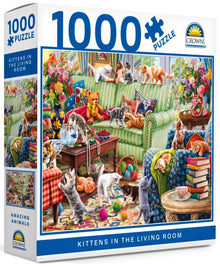 Crown Kittens In The Living Room 1000 piece puzzle featuring playful kittens in a colourful living room