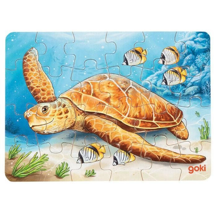 Goki - Travel Size Mini Australian Animals Puzzle 24pcs - Turtle