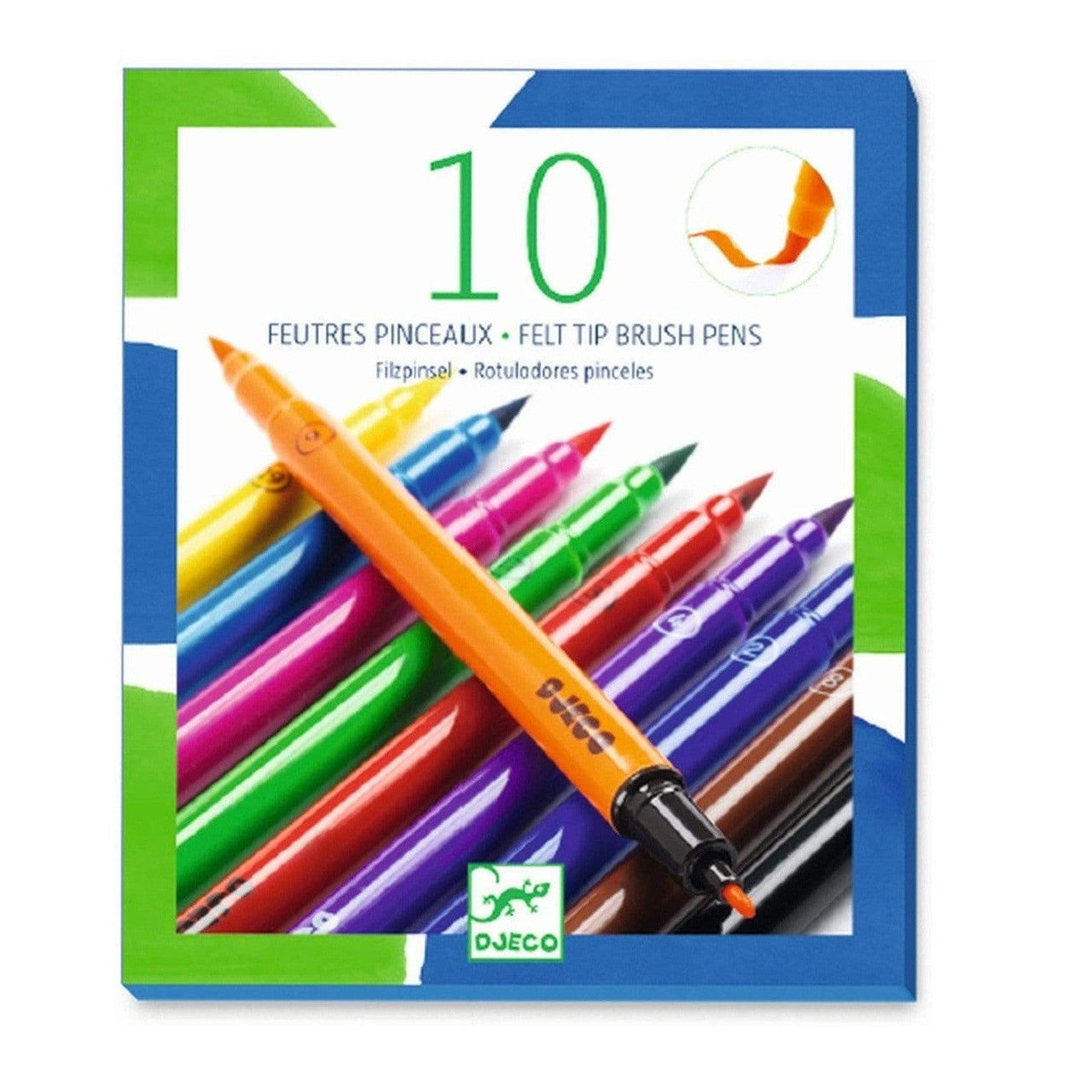 Djeco 10 Felt Tip Brush Pens - Classic Colours