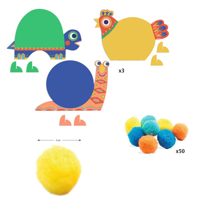 Djeco - Animal Silhouettes and Pompoms Craft Set