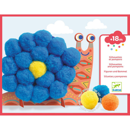 Djeco - Animal Silhouettes and Pompoms Craft Set