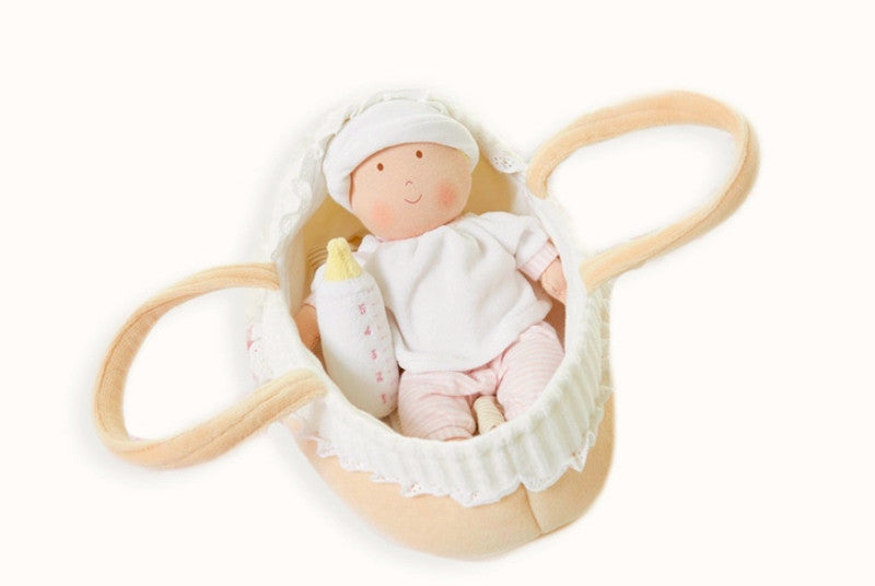 Bonikka - Grace Baby Doll in Carry Cot With Bottle & Blanket