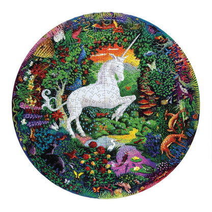 eeBoo 500pc Round Puzzle - Unicorn Garden
