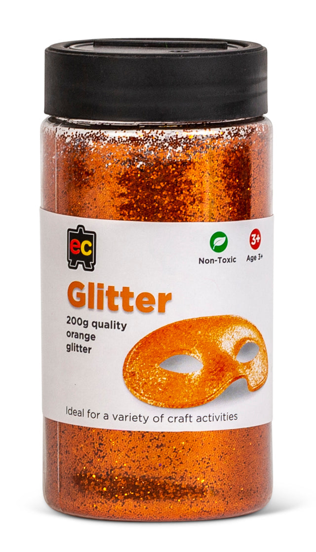 Educational Colours Orange Glitter 200g Jar craft glitter