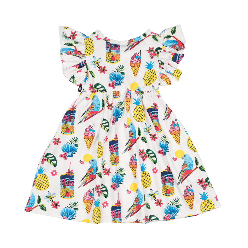 Tropicana Dress with Shoulder Frills