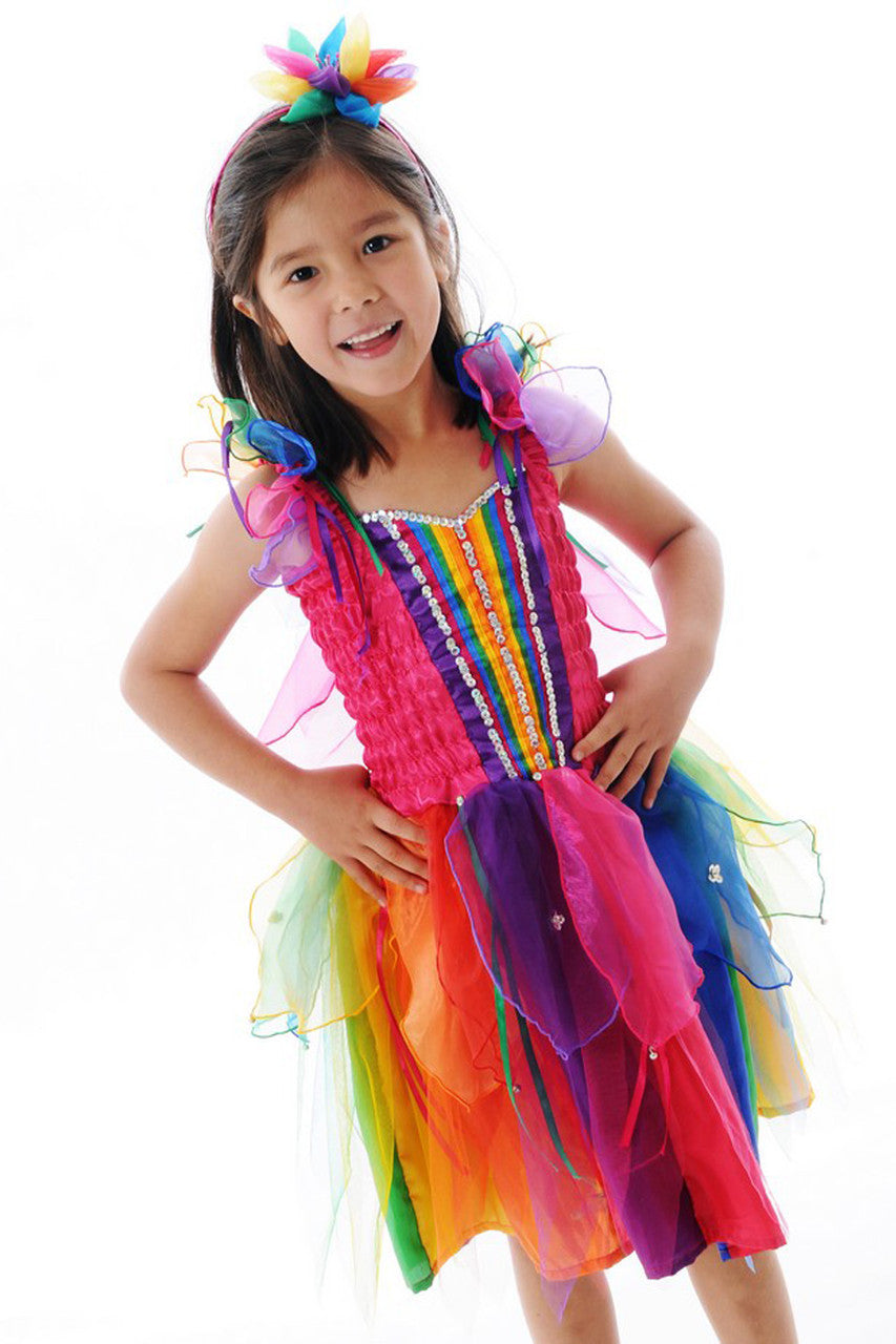 Fairy Girls - Ribbon Fairy Dress - Rainbow Large
