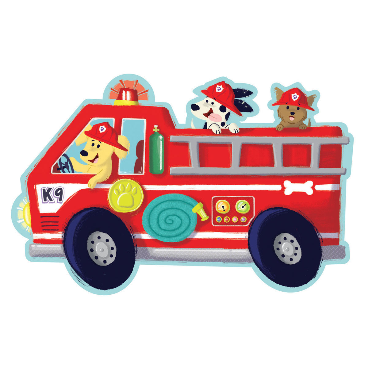 Peaceable Kingdom - Shiny Fire Truck Pups Floor Puzzle 39pc