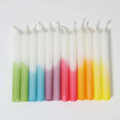 Grimm's set of 12 hand-dipped rainbow celebration candles