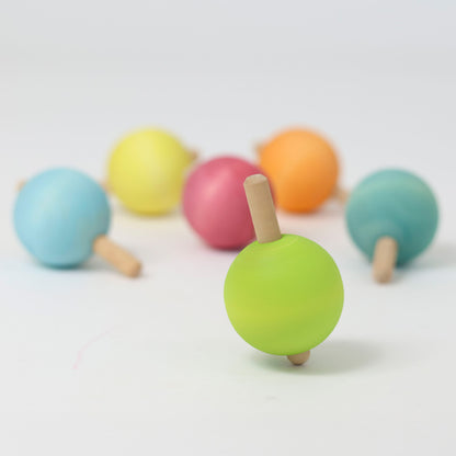 Grimm's Wooden Spinning Tops Set of 6 - Pastel Colours