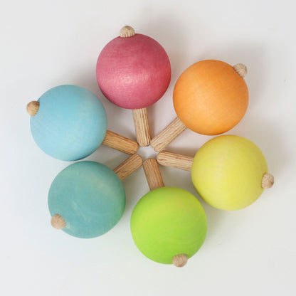 Grimm's Wooden Spinning Tops Set of 6 - Pastel Colours