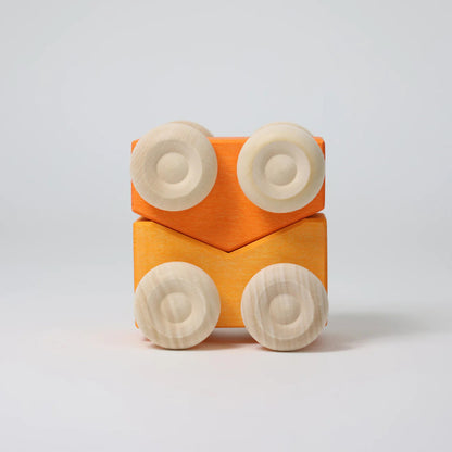 Grimm's Wooden Stacking Cars Set of 2 for Toddlers - Orange