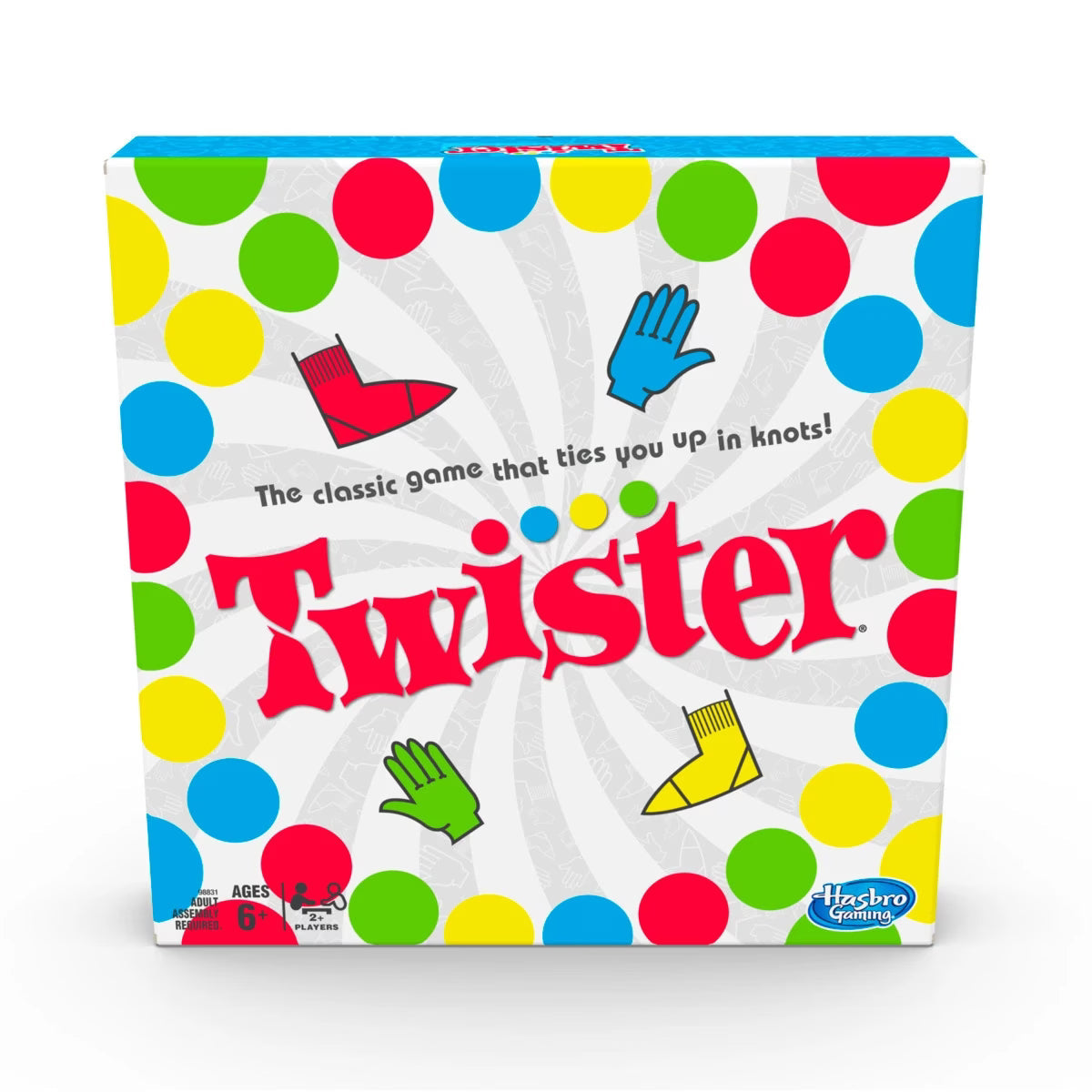 Hasbro Gaming Twister Classic party game with colourful mat and spinner for family fun