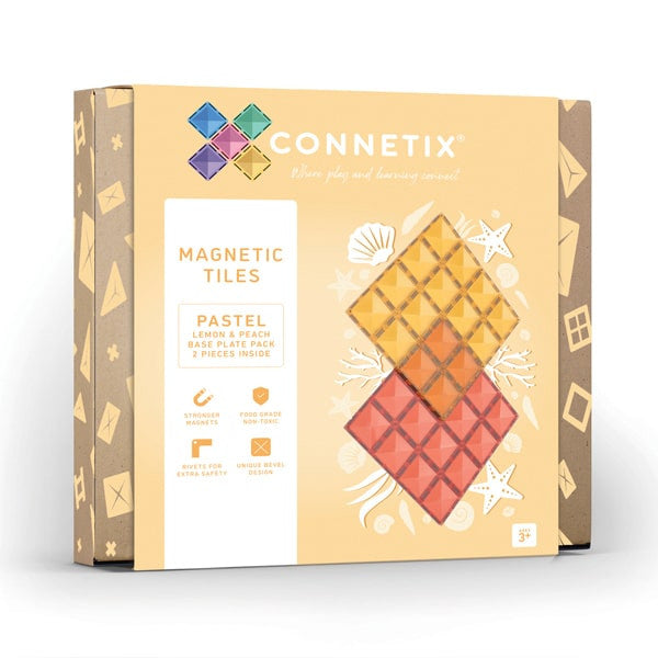 Connetix - Pastel Lemon & Peach Base Plate 2pc