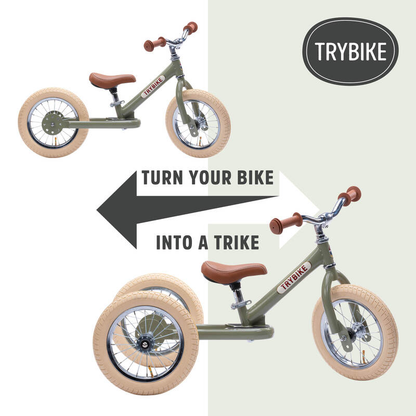 Green Vintage Trybike - Cream Tyres and Chrome (3 wheel)