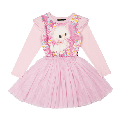 White Kitten Long Sleeve Circus Dress