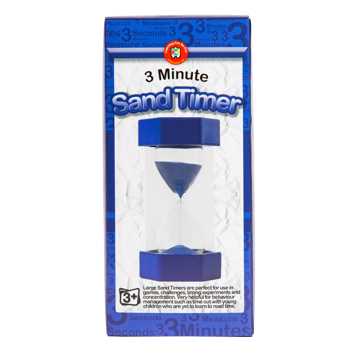 Learning Can Be Fun Large 3 Minute Sand Timer blue classroom timer