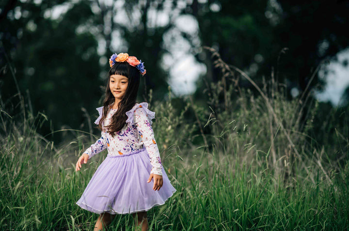 Rock Your Baby - Lilac Florals Long Sleeve Circus Dress