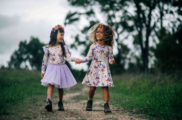 Rock Your Baby - Lilac Florals Long Sleeve Circus Dress