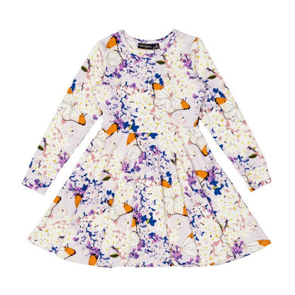 Rock Your Baby - Lilac Florals Waisted Dress (size 8-12)