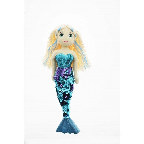 Cotton Candy - 45cm Lucy Blue Flip Sequined Tail Mermaid