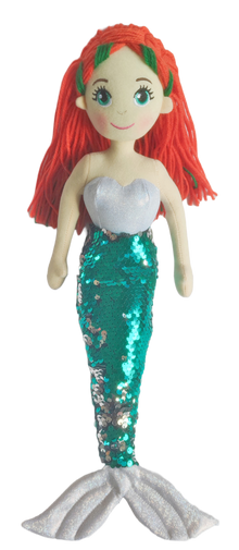 Cotton Candy - 45cm FAITH Green/Silver Flip Sequinned Tail Mermaid