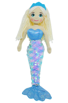 Cotton Candy - 45cm SHELLY Blue Iridescent Sequin Tail