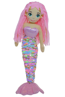 Cotton Candy - 45cm PEARL Pink/Gold/Rainbow Flip Sequinned Tail Mermaid
