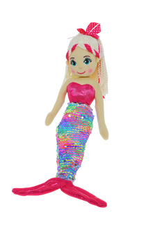 Cotton Candy - 45cm ISABELLA Pink/Rainbow Flip Sequinned Tail Mermaid