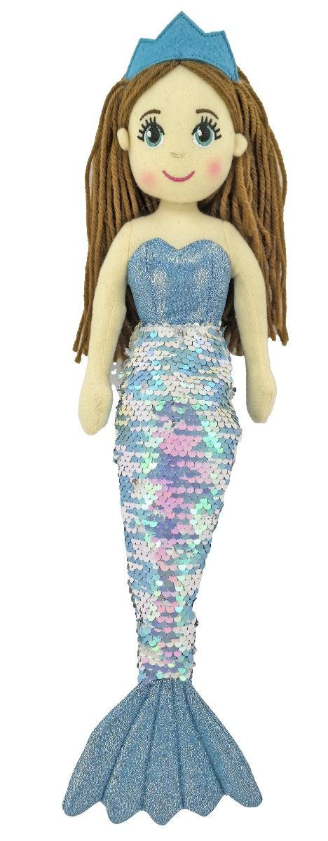 Cotton Candy - 45cm Mermaid MARINA Flip Sequin Blue/White with Sequin Tail