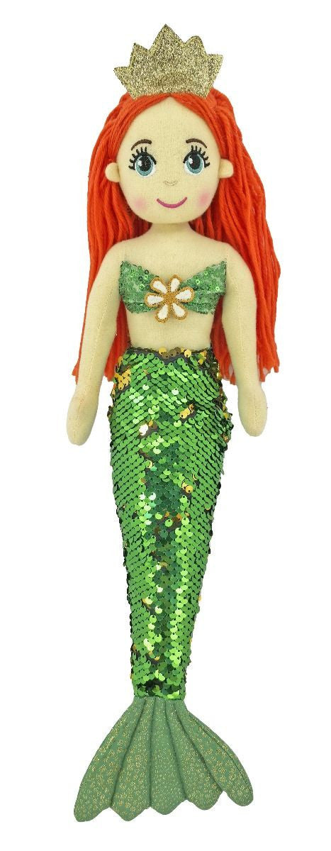 Cotton Candy - 45cm Mermaid NERIDA Flip Sequin Green/Gold with Sequin Tail