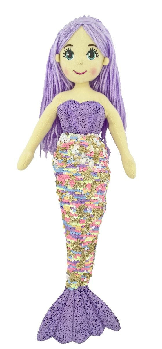 Cotton Candy - 45cm Mermaid STORM Flip Sequin Purple Pastel with Sequin Tail