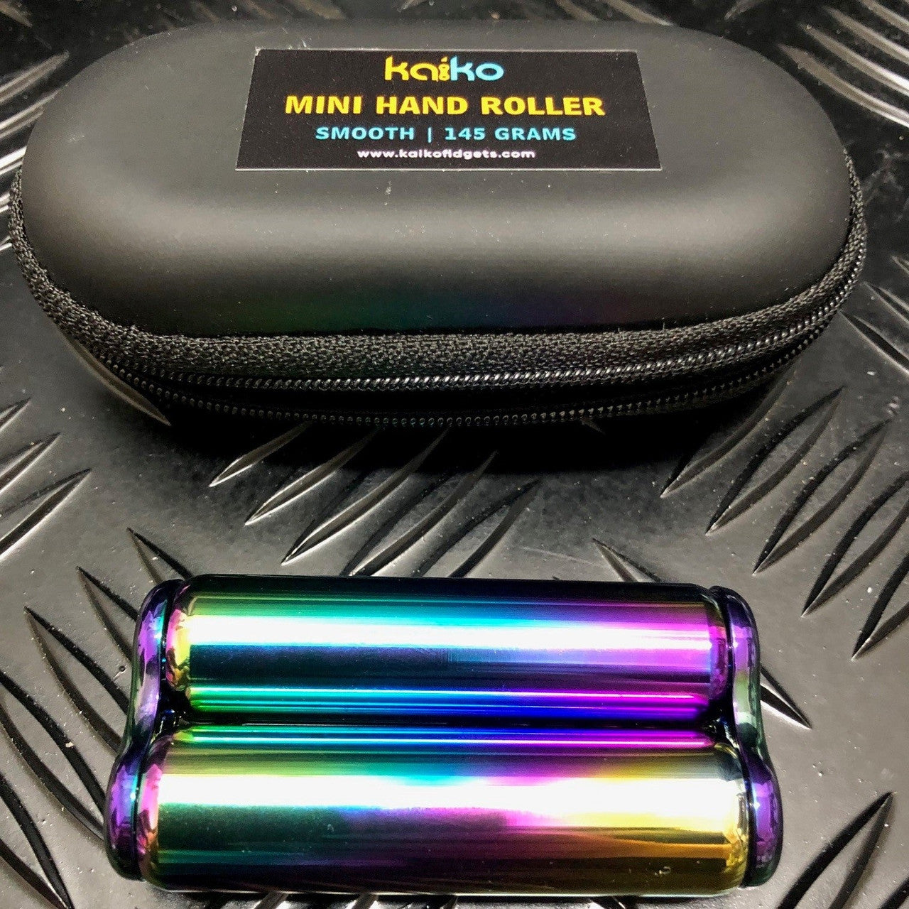 Kaiko Fidgets - Smooth Oil Slick Mini Hand Roller in Black Carry Case