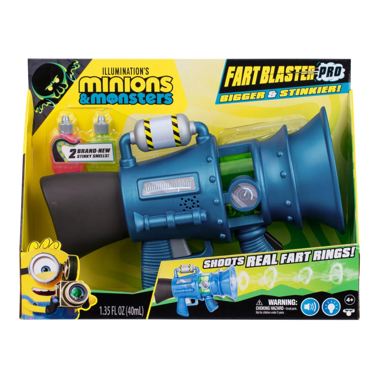 Minions & Monsters Fart Blaster Pro toy with fart sound effects, light effects, stink scents and fart ring launcher