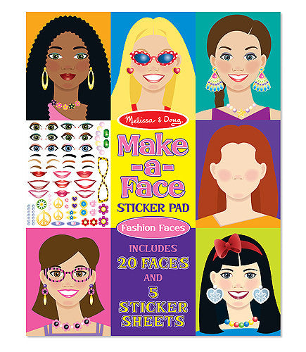 Melissa & Doug -  Make-a-Face - Fashion Faces  Sticker Pad *Minor Crease in Corner*