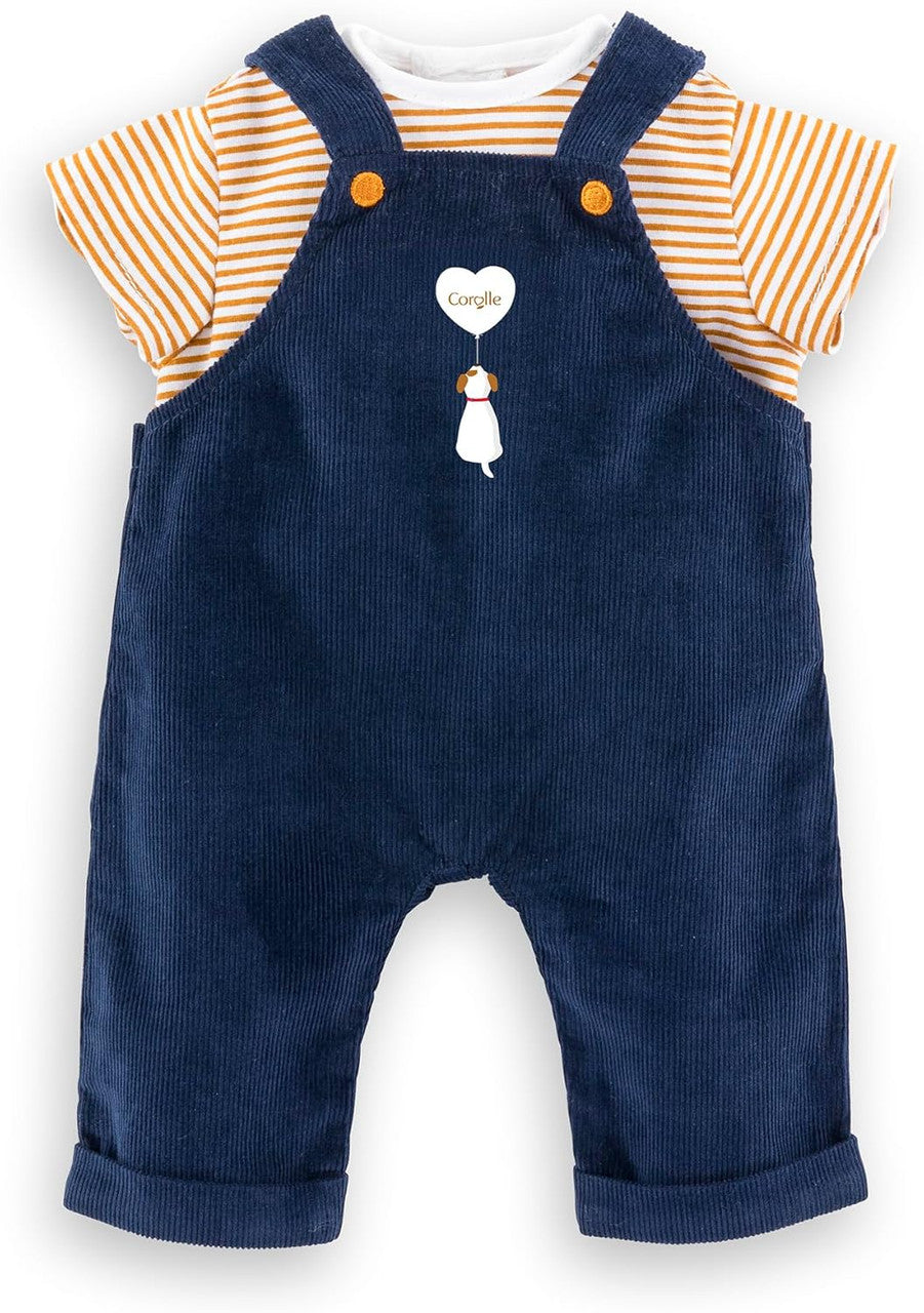 Mon Premier striped t-shirt and navy overalls set for 30cm Corolle dolls
