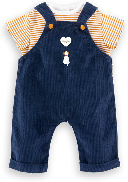 Mon Premier striped t-shirt and navy overalls set for 30cm Corolle dolls