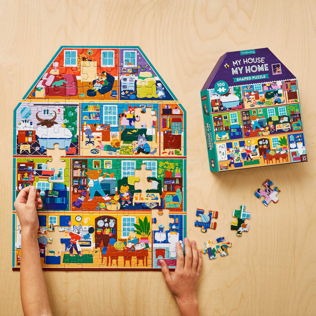 Mudpuppy - 100pc My House, My Home Shaped Puzzle