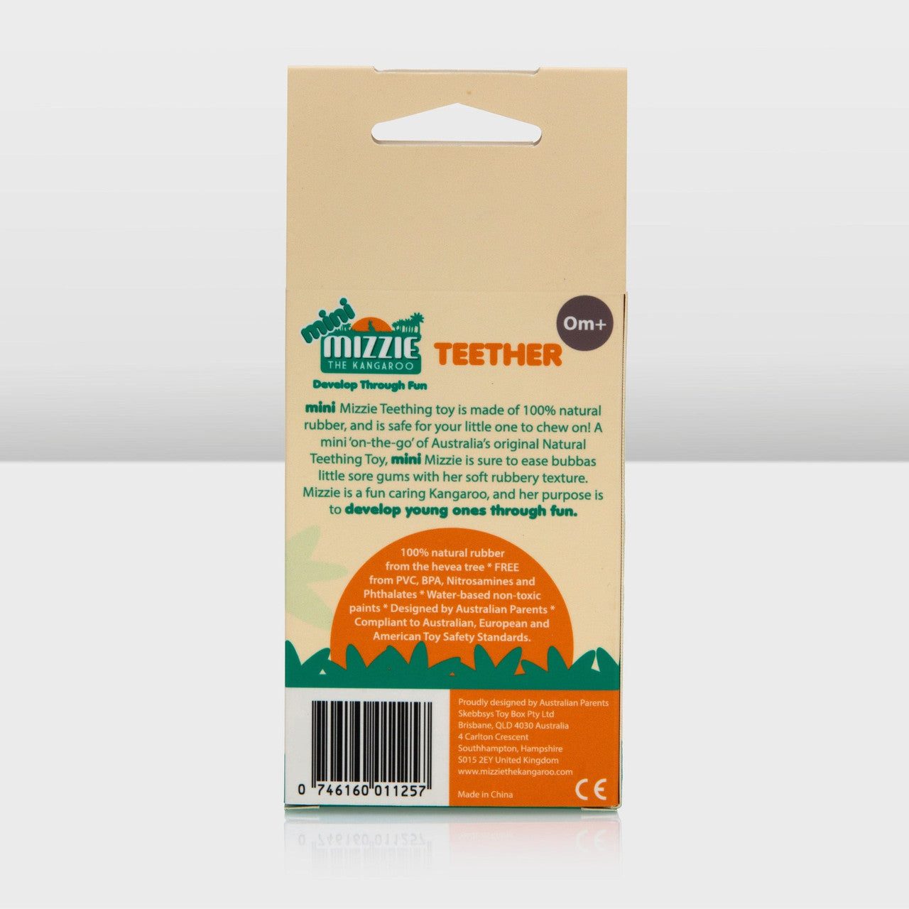 Mini Mizzie the Kangaroo 100% Natural Rubber Baby Teether