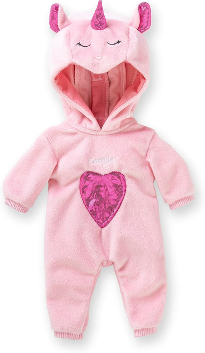 Pink unicorn pyjamas for 36cm Ma Corolle dolls with glitter heart and unicorn hood
