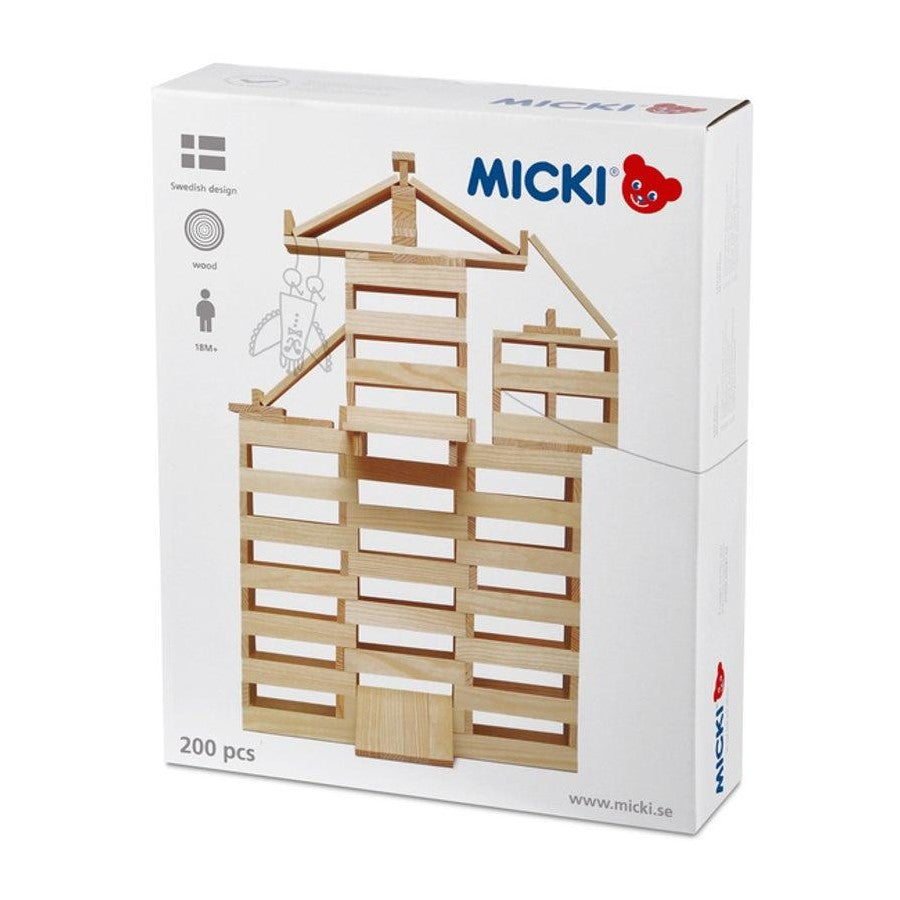Micki - Wooden Natural Building Planks, 200 pcs