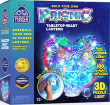 Prismic tabletop heart lantern 3D puzzle with colourful glowing crystal-style design
