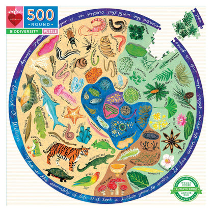 eeBoo 500pc - Biodiversity Round Puzzle