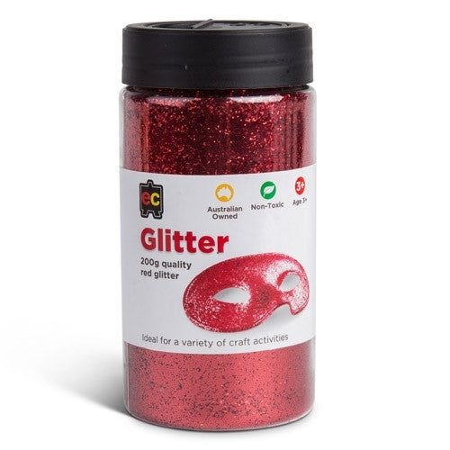 Educational Colours - Glitter 200g Jar Red