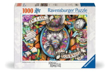 Ravensburger Fashionably Late 1000 piece puzzle featuring whimsical rabbit tea party fantasy artwork by Sophie Jonas Hill