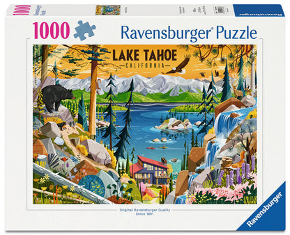 Ravensburger SacRed Lake Tahoe 1000 piece puzzle featuring colourful mountain lake landscape and wildlife artwork