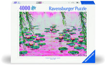Ravensburger Mauro Bergonzoli Pink Water Lillies 4000 piece puzzle featuring vibrant floral water scene artwork