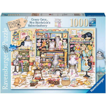 Ravensburger 1000pc - Crazy Cats Haberdashery Puzzle