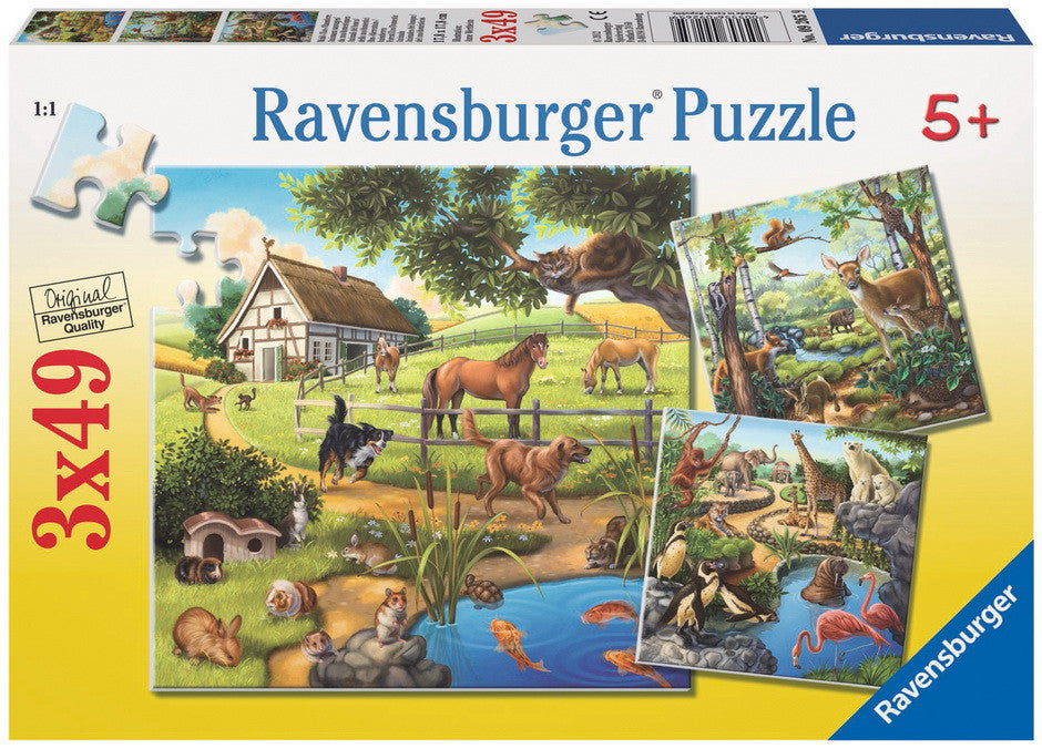 Ravensburger 3x49pc - Forest Zoo & Pets Puzzle