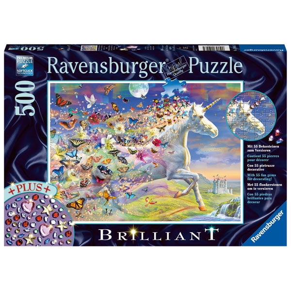 Ravensburger 500pc - Unicorn and Butterflies Brilliant Puzzle